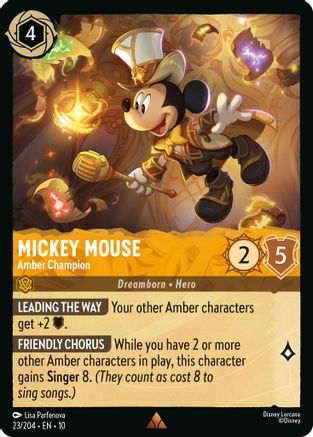 Mickey Mouse - Amber Champion (23/204) - Whispers in the Well COLD FOIL - Single Cards