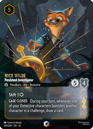 Nick Wilde - Persistent Investigator (Enchanted) (239/204) - Whispers in the Well HOLOFOIL - Single Cards