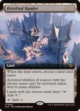 FOIL Petrified Hamlet (Extended Art) (SOS-362) - Secrets of Strixhaven - Magic The Gathering - Single Cards
