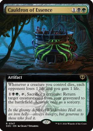 FOIL Cauldron of Essence (Extended Art) (SOS-347) - Secrets of Strixhaven - Magic The Gathering - Single Cards