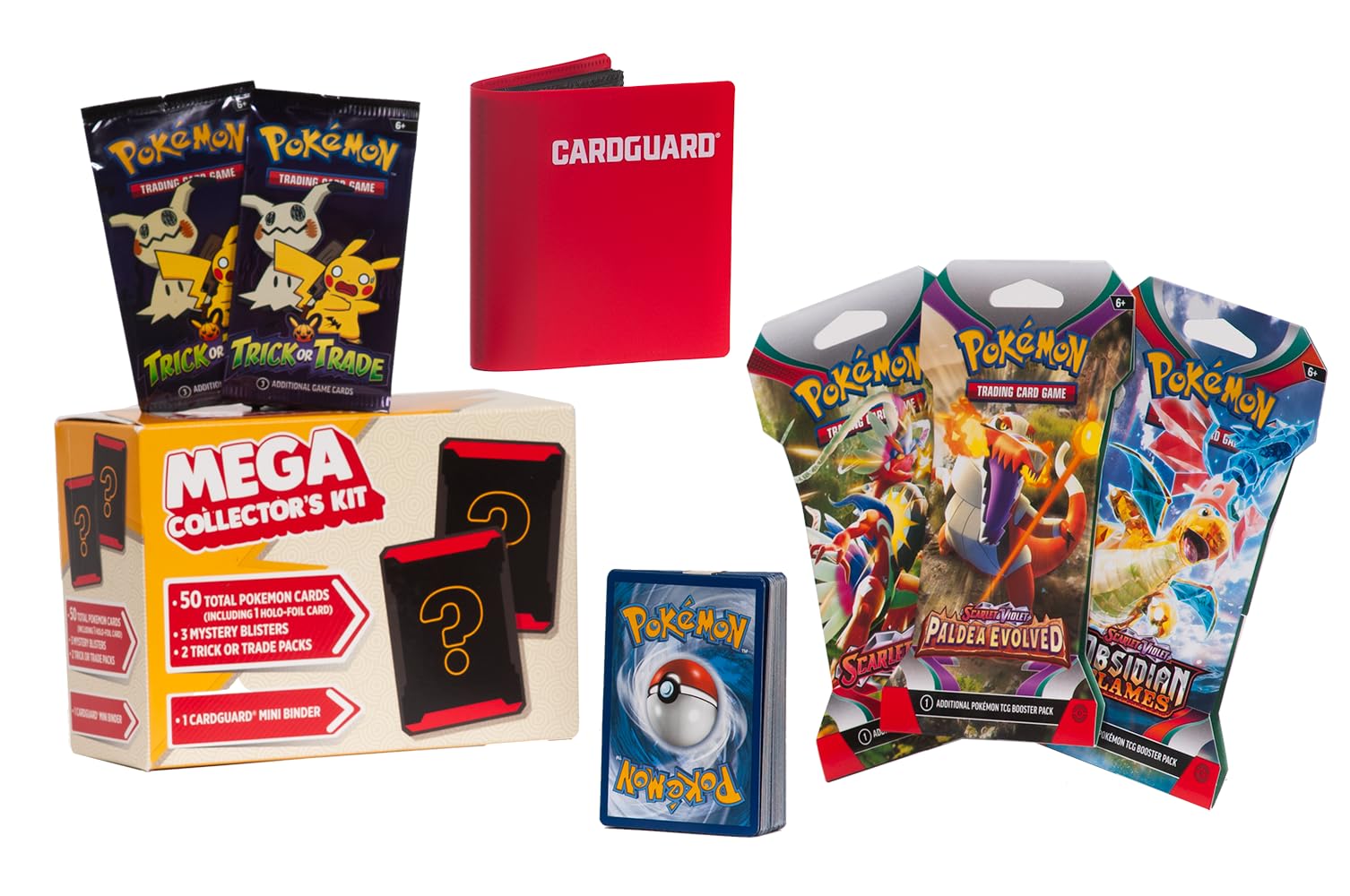 Pokémon Mega Collector's Kit: 100 Total Pokémon Cards | 5 Packs + 50 Cards (Includes 1 Holo-Foil Card) + Mini-Binder