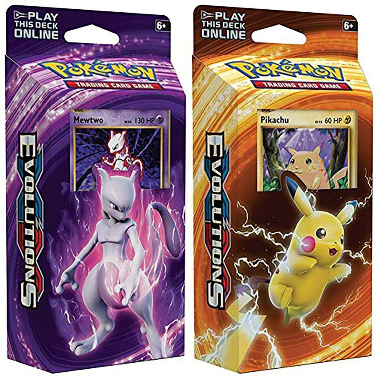 Pokemon Mewtwo & Pikachu XY Evolutions TCG Card Game Decks - 60 Cards Each - 2