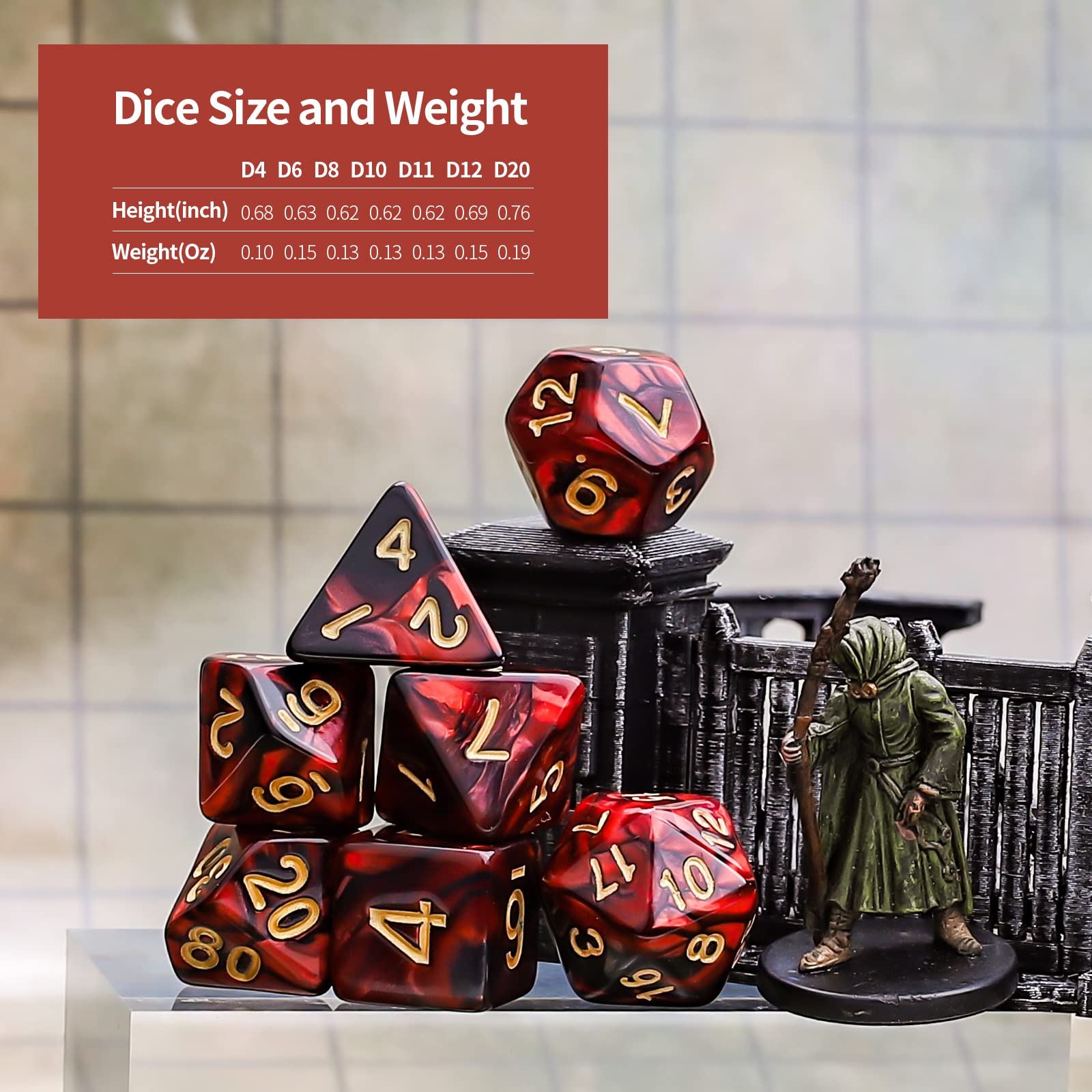 CiaraQ Polyhedral Dice Set - DND Role Playing Dice for Dungeons and Dragons RPG Table Games, Double-Color, 35pcs - 7
