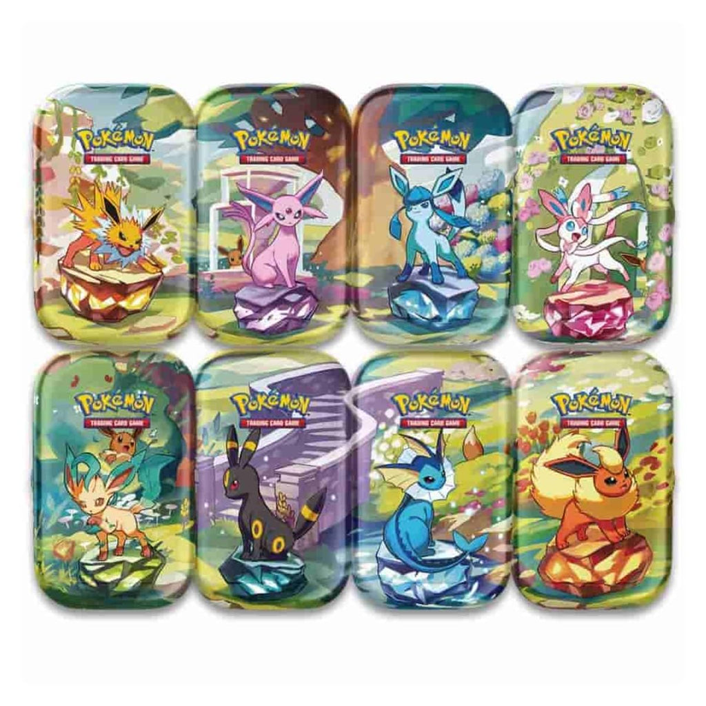 POKEMON TCG: SCARLET & VIOLET: PRISMATIC EVOLUTIONS MINI TIN DISPLAY (8ct) - 2 Packs Per Tin - 3