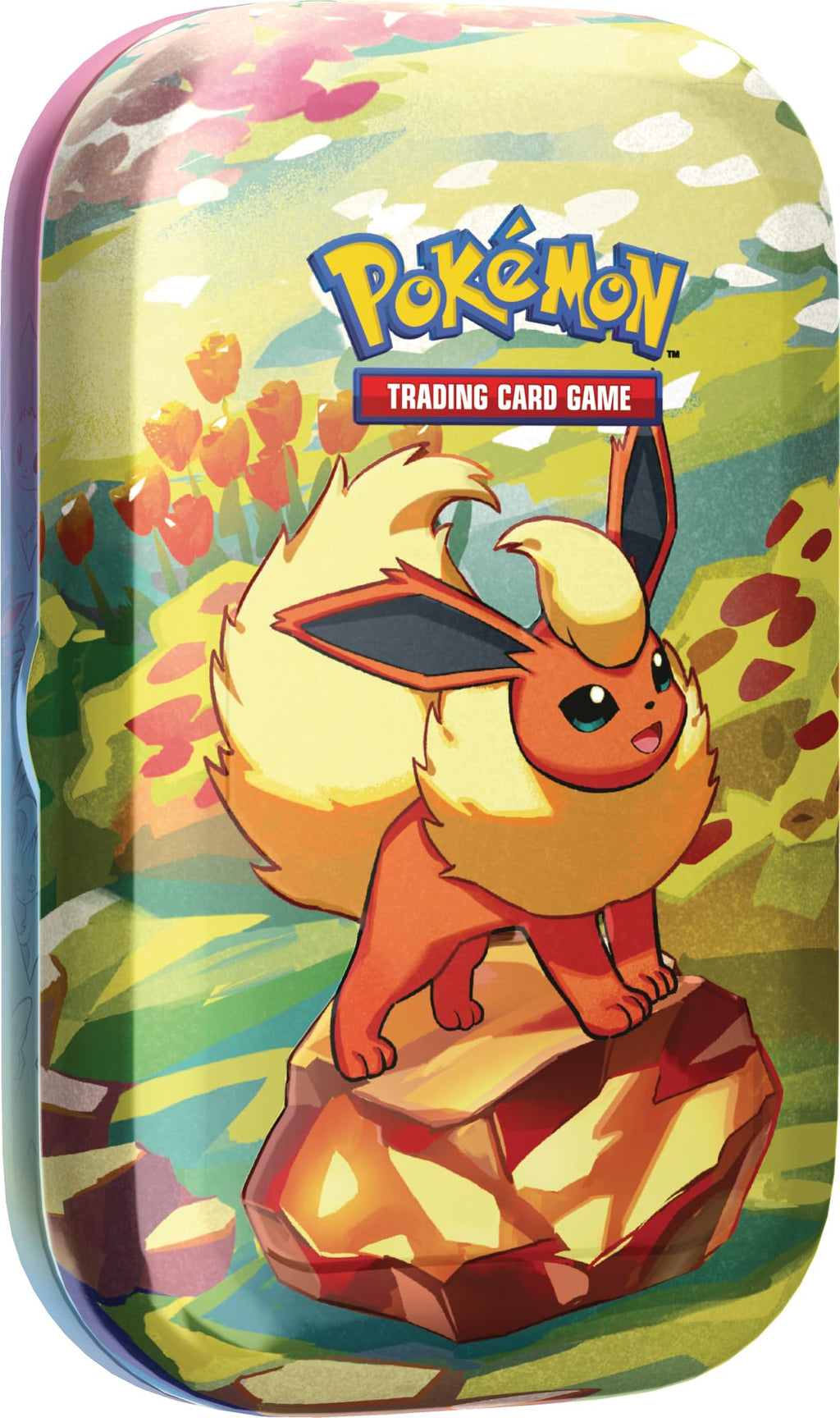 Pokemon TCG: Scarlet & Violet —Prismatic Evolutions Mini Tin - Flareon (2 Booster Packs & 1 Coin)