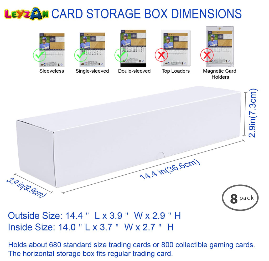Leyzan Trading-Card Storage Box, 8-Pack • 1000 Count Corrugated Cardboard Storage Box with dividers & labels for TCG/Magic/Mtg storage and Collection, 14.4 INCH Horizontal - 3