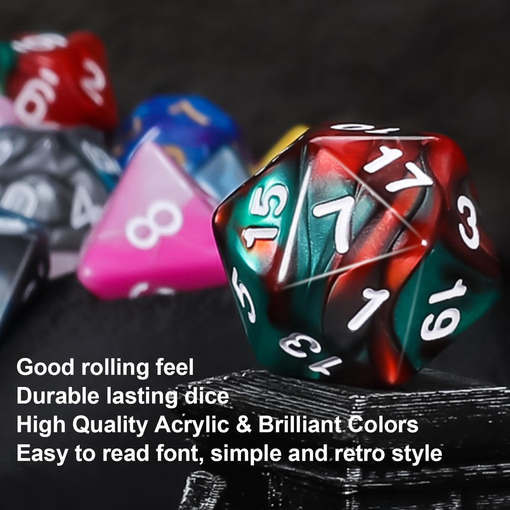 QMAY Polyhedral Dice - 8PCS Mystery Dice Set, Various Styles, Random D&D Dice Patterns & Dice Bag, DND Gifts, Suitable for Dungeons and Dragons, RPG, MTG,Role Playing Table Game - 2