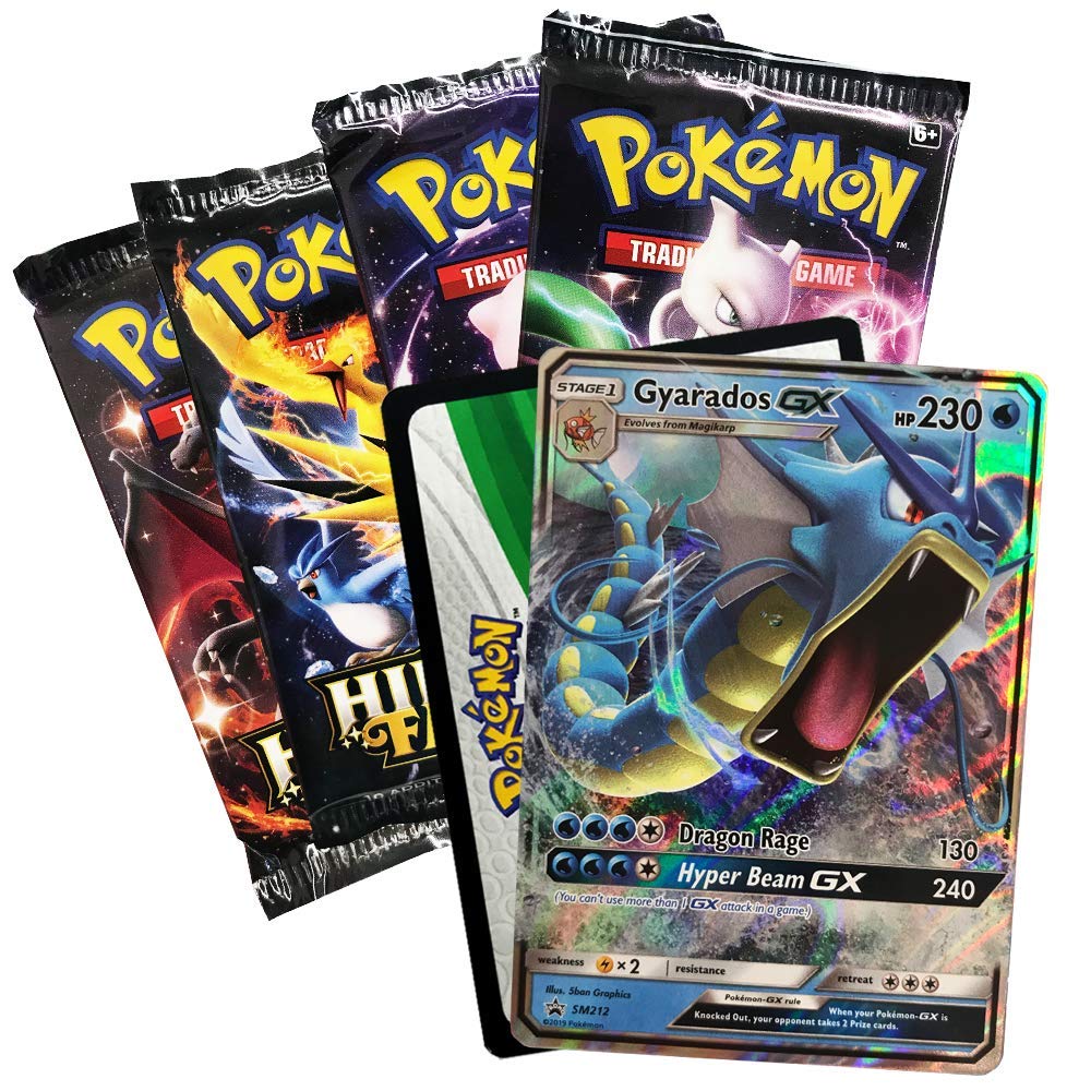 Pokemon SM11.5 Hidden Fates Gx Tin- Gyardos + 1 of 3 Foil Pokémon-GX Cards + 4 Booster Pack, Multicolor - 3