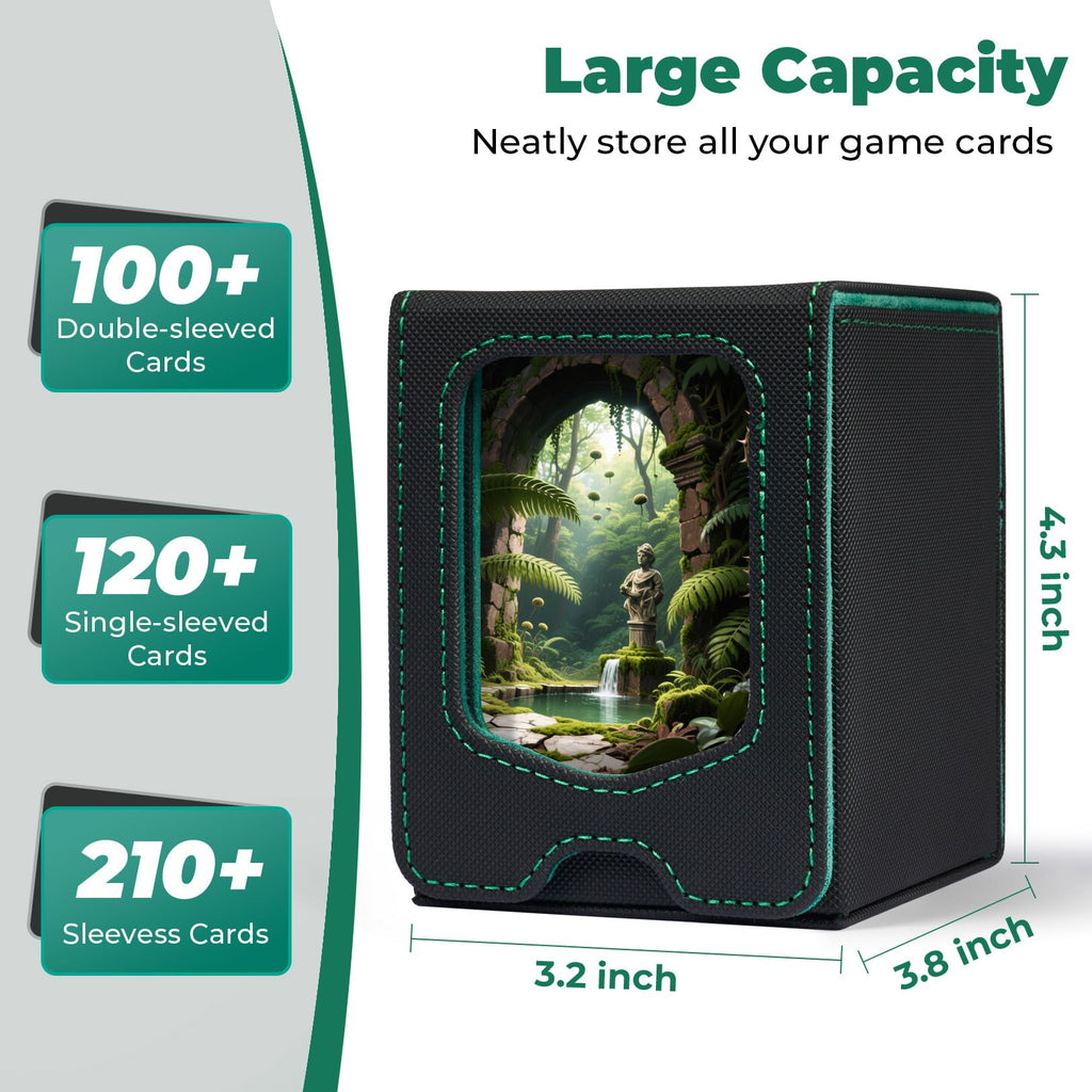 Fabmaker Deck Box Compatible with MTG Commander, (patent Pending) Magnetic Trading Card Storage Box with Commander, Fits 100 Double-Sleeved Cards, Card Box Compatible with Magic the Gathering, Red - 3