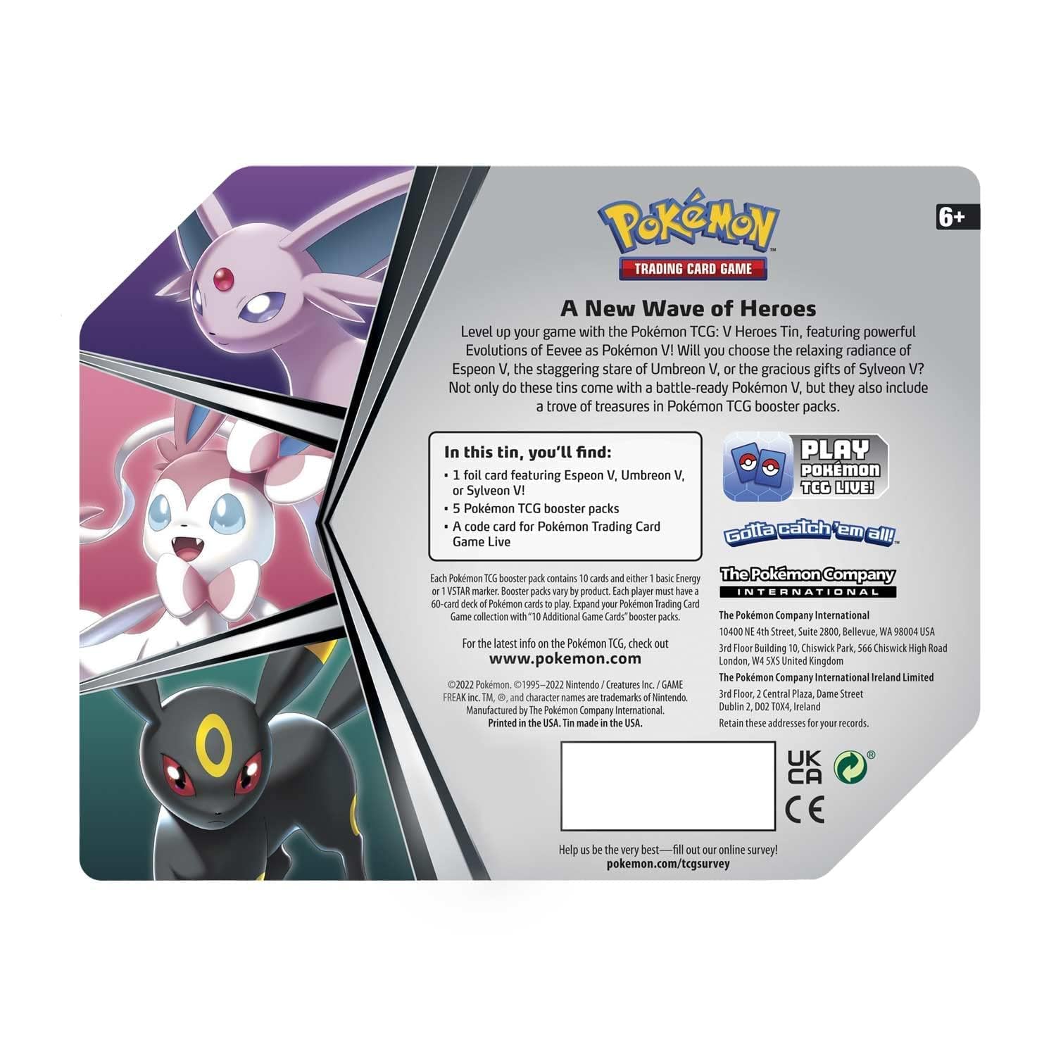 Pokemon Cards: 2022 Spring V Heroes Espeon V Tin - 2