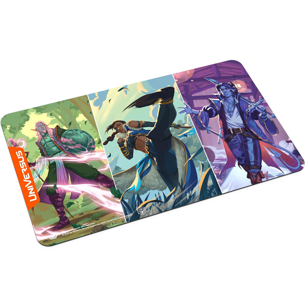 UniVersus: Critical Role: Heroes of Exandria - Caduceus, Beauregard & Mollymauk of The Mighty Nein Playmat - 24x14, Neoprene, Tabletop Game Accessory - 2