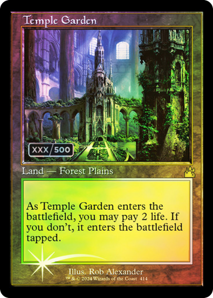 FOIL Temple Garden (Retro Frame) (Serial Numbered) (RVR-414) - Ravnica Remastered - Magic The Gathering - Single Cards