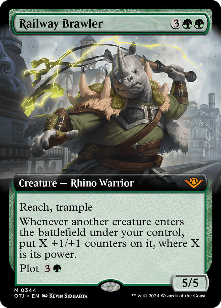 FOIL Railway Brawler (Extended Art) (OTJ-344) - Outlaws of Thunder Junction - Magic The Gathering - Single Cards