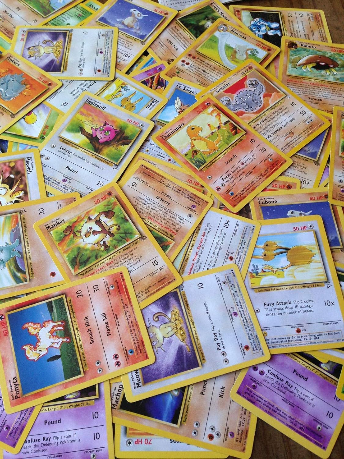 Pokemon Lot 40: 1st Gen Cards (Base, Jungle, Fossil, Team Rocket) - Common & Uncommon - Excellent Condition