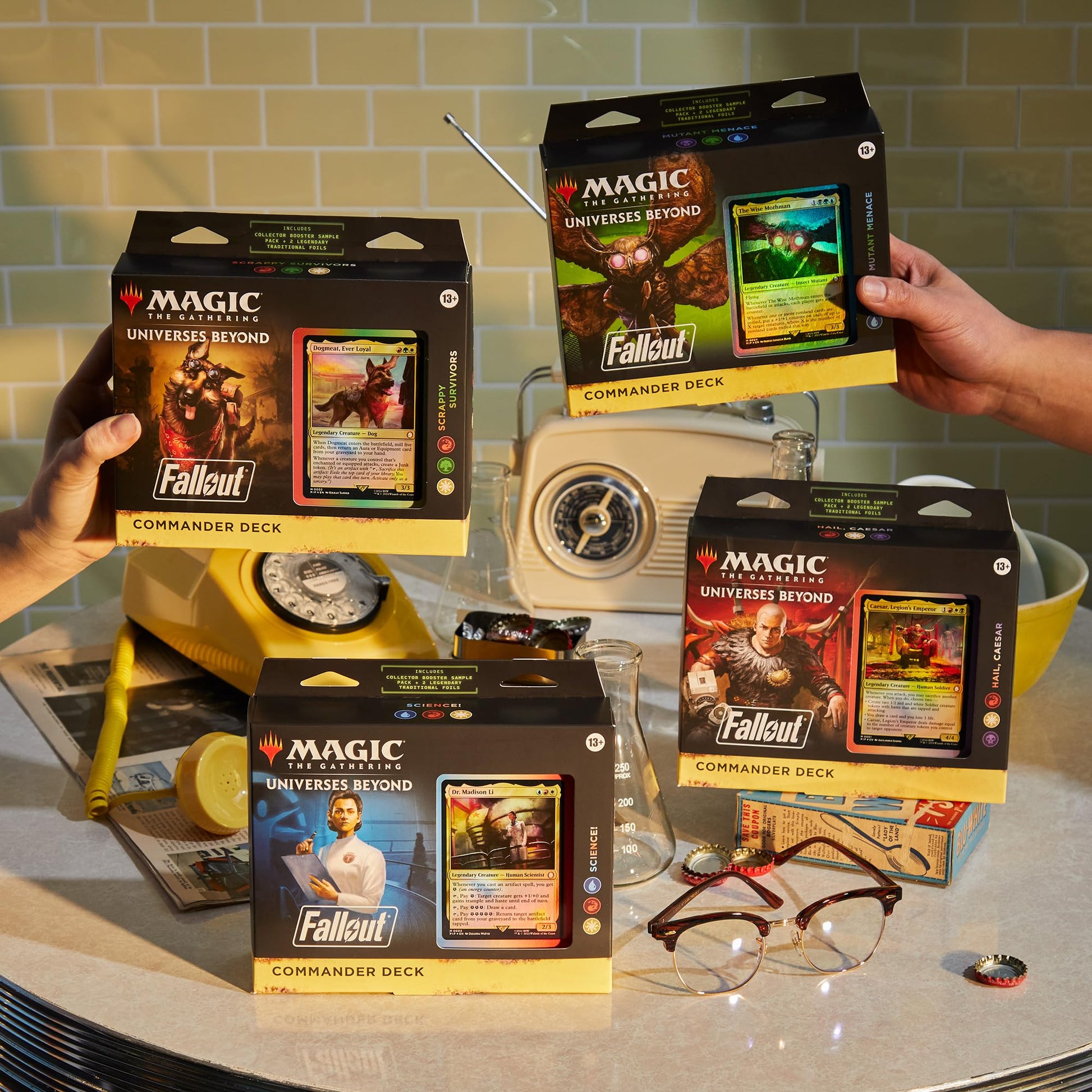 Magic: The Gathering Fallout Commander Deck Bundle – Includes All 4 Decks (1 Hail Caesar, 1 Scrappy Survivors, 1 Science!, and 1 Mutant Menace) - 7