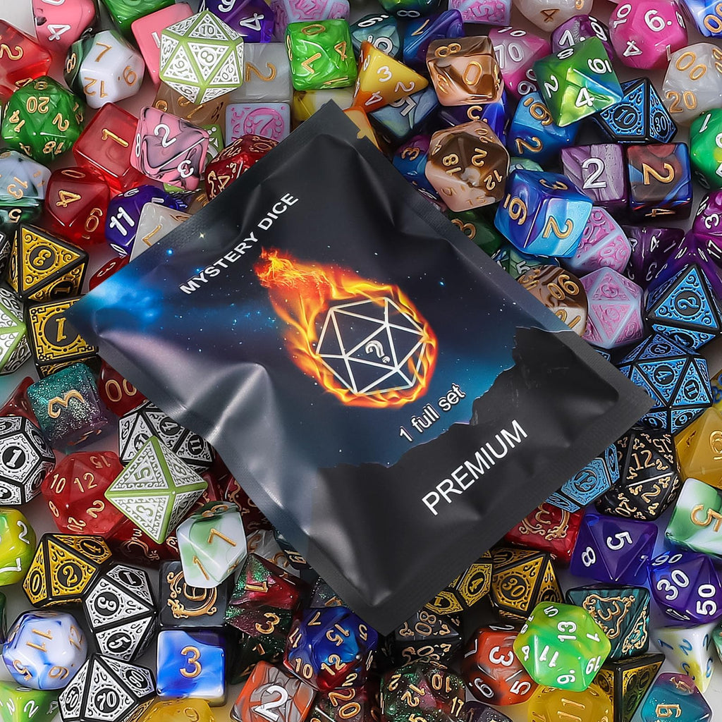 QMAY Polyhedral Dice - 8PCS Mystery Dice Set, Various Styles, Random D&D Dice Patterns & Dice Bag, DND Gifts, Suitable for Dungeons and Dragons, RPG, MTG,Role Playing Table Game - 6