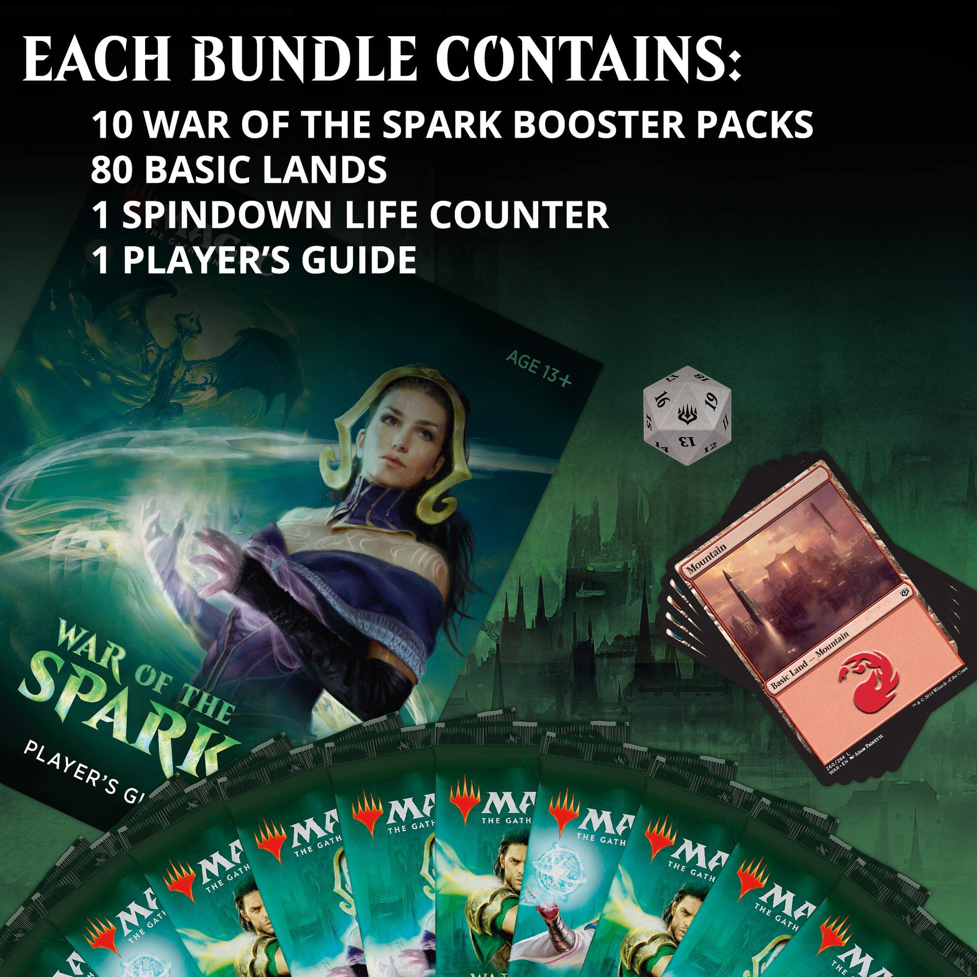 Magic: The Gathering War of The Spark Bundle | 10 Booster Packs | Accessories | Planeswalker in Every Pack - 3
