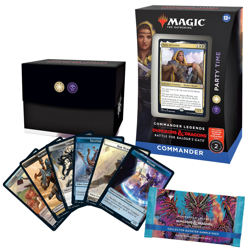 Magic: The Gathering Commander Legends: Battle for Baldur’s Gate Commander Deck – Party Time + Collector Booster Sample Pack - 7