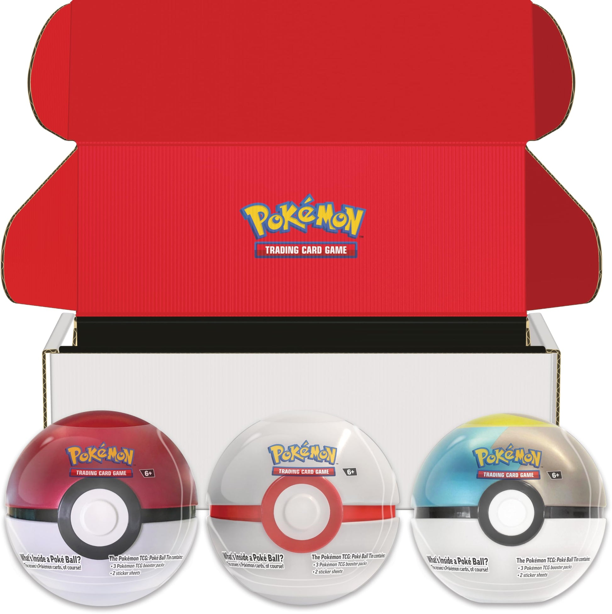 Pokémon TCG: Poké Ball Tin 3-Pack Bundle 2024- Poké Ball, Premier Ball, Moon Ball. Amazon Exclusive ( Includes 9 Scarlet & Violet Booster Packs + Stickers)