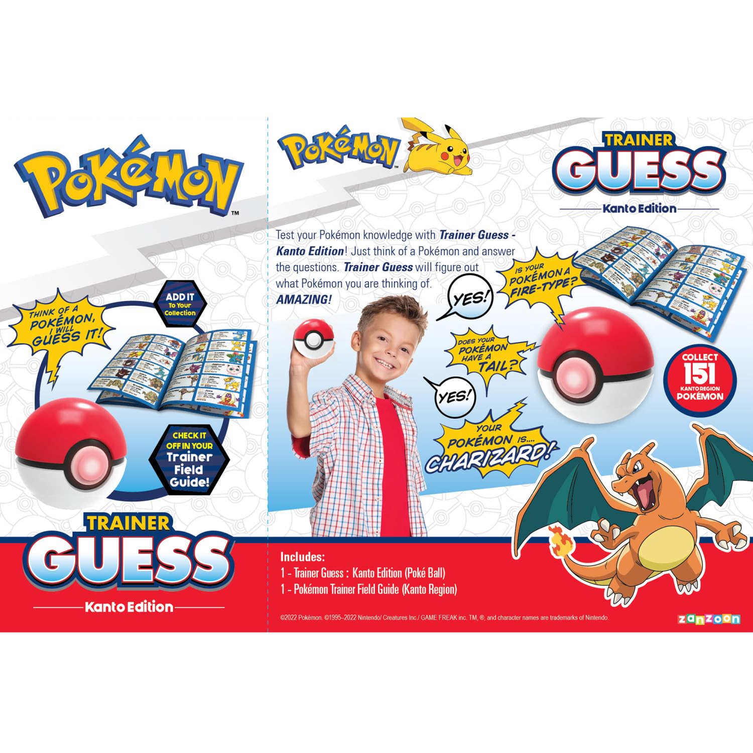 Pokemon Trainer Guess - Kanto - Electronic Guessing Game, Collect 151 Regional Pokemon, Field Guide, Talk to Your Light & Sound Poke Ball, Kids 6+ Brown Box Packaging - 12