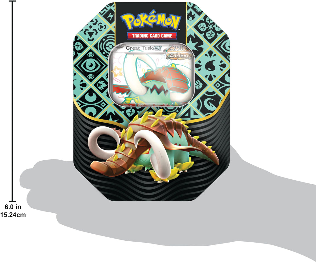 Pokémonémon Pokémon Trading Card Game Scarlet & Violet 04.5 Paldean Fates ex Tin Great Tusk, Green - 3