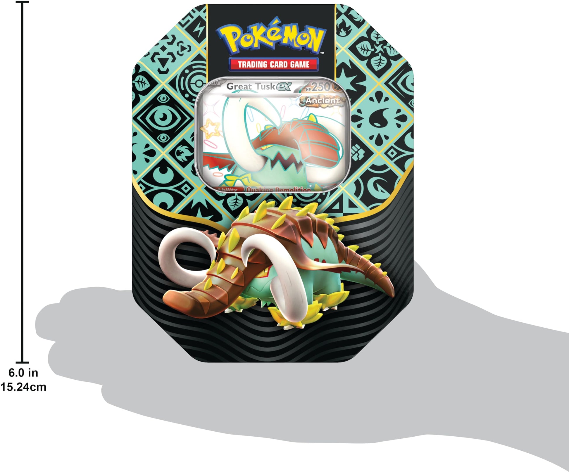 Pokémonémon Pokémon Trading Card Game Scarlet & Violet 04.5 Paldean Fates ex Tin Great Tusk, Green - 3
