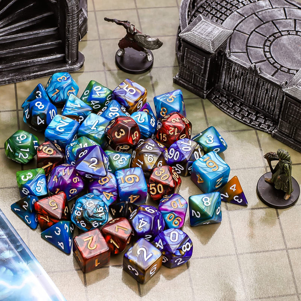 CiaraQ Polyhedral Dice Set - DND Role Playing Dice for Dungeons and Dragons RPG Table Games, Double-Color, 35pcs - 2