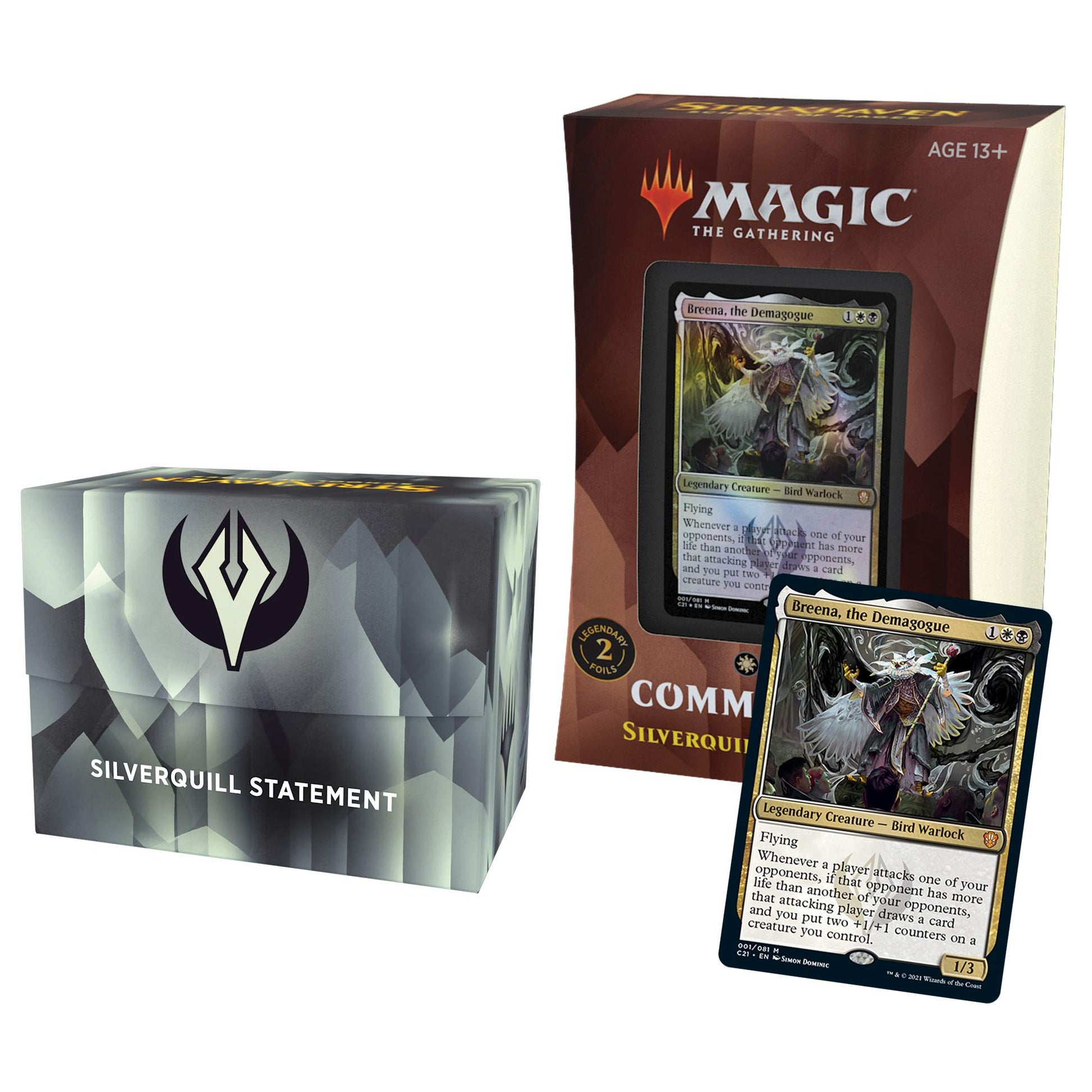 Magic: The Gathering Strixhaven Commander Deck Bundle – Includes 1 Silverquill Statement + 1 Prismari Performance + 1 Witherbloom Witchcraft + 1 Lorehold Legacies + 1 Quantum Quandrix - 6