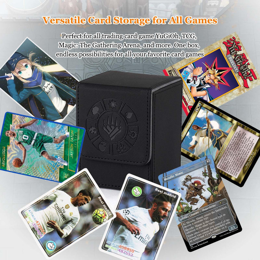 Arkeiliy Card Deck Box, 110+ Storage MTG Deck Box with 50 Pcs Card Sleeve, Collectible Trading Card Cases for Magic Commander and More (Black) - 3