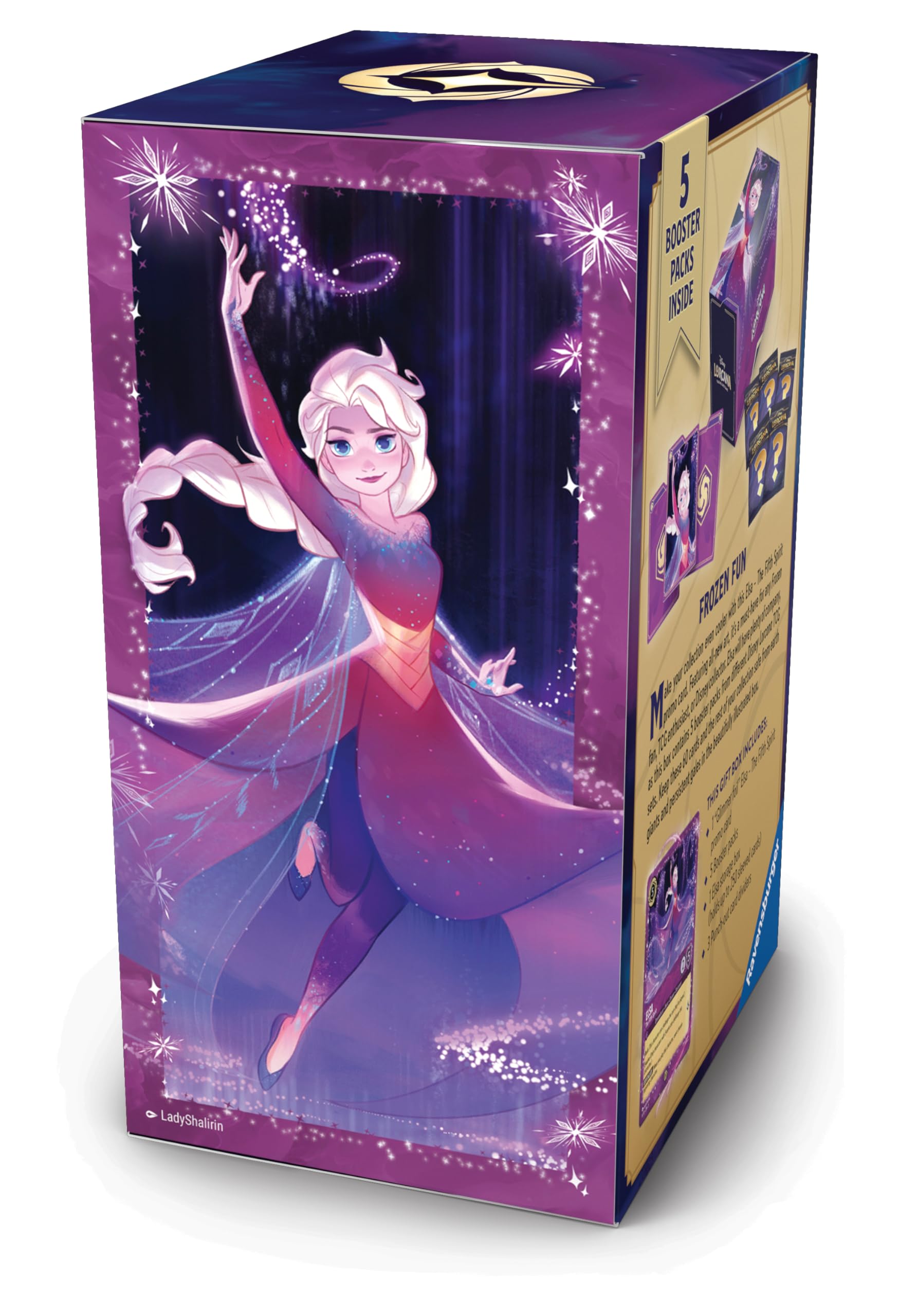 Ravensburger Disney Lorcana TCG: Elsa Gift Box – 5 Booster Packs, The Fifth Spirit Promo Card & Storage Box for 252 Cards | Trading Card Game & Disney Collectible | Ages 8+ - 5