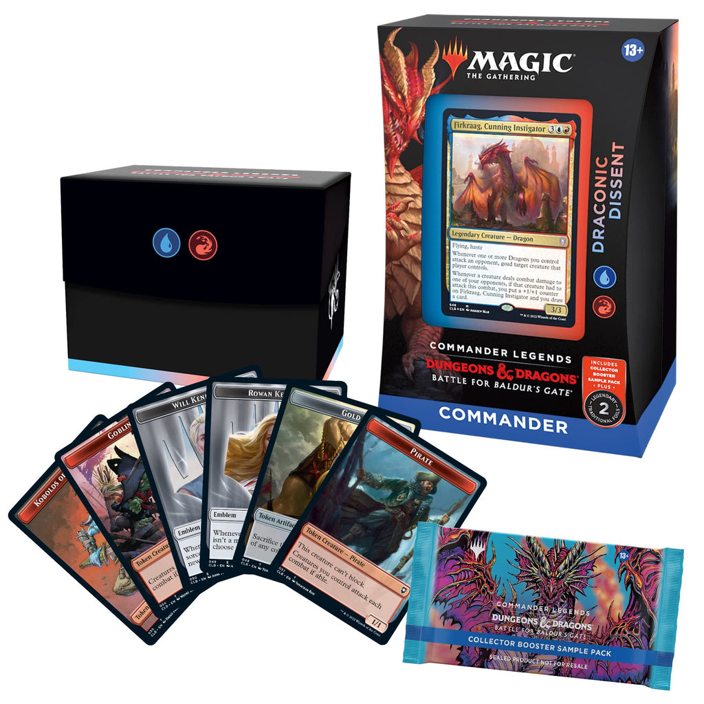 Magic: The Gathering Commander Legends: Battle for Baldur’s Gate Commander Deck – Draconic Dissent + Collector Booster Sample Pack - 7