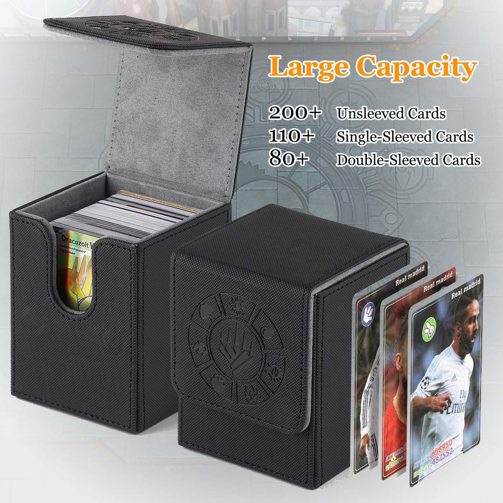 Arkeiliy Card Deck Box, 110+ Storage MTG Deck Box with 50 Pcs Card Sleeve, Collectible Trading Card Cases for Magic Commander and More (Black) - 7