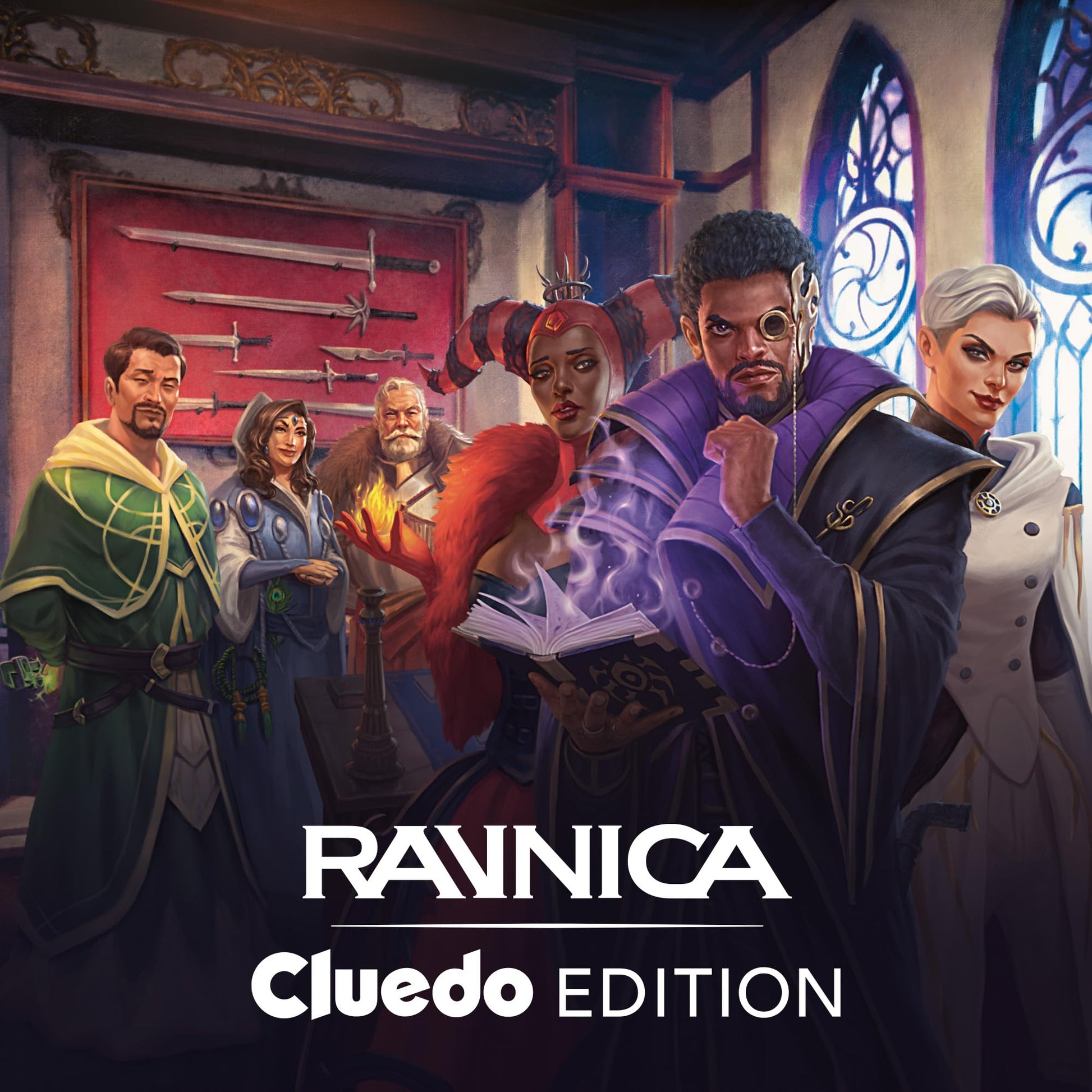 Magic: The Gathering Ravnica: Cluedo Edition - 3-4 player themed murder riddle card game (including 8 game-ready boosters, 21 proof cards, 1 Foil Shock Land Card and Detective Game Accessories) - 2