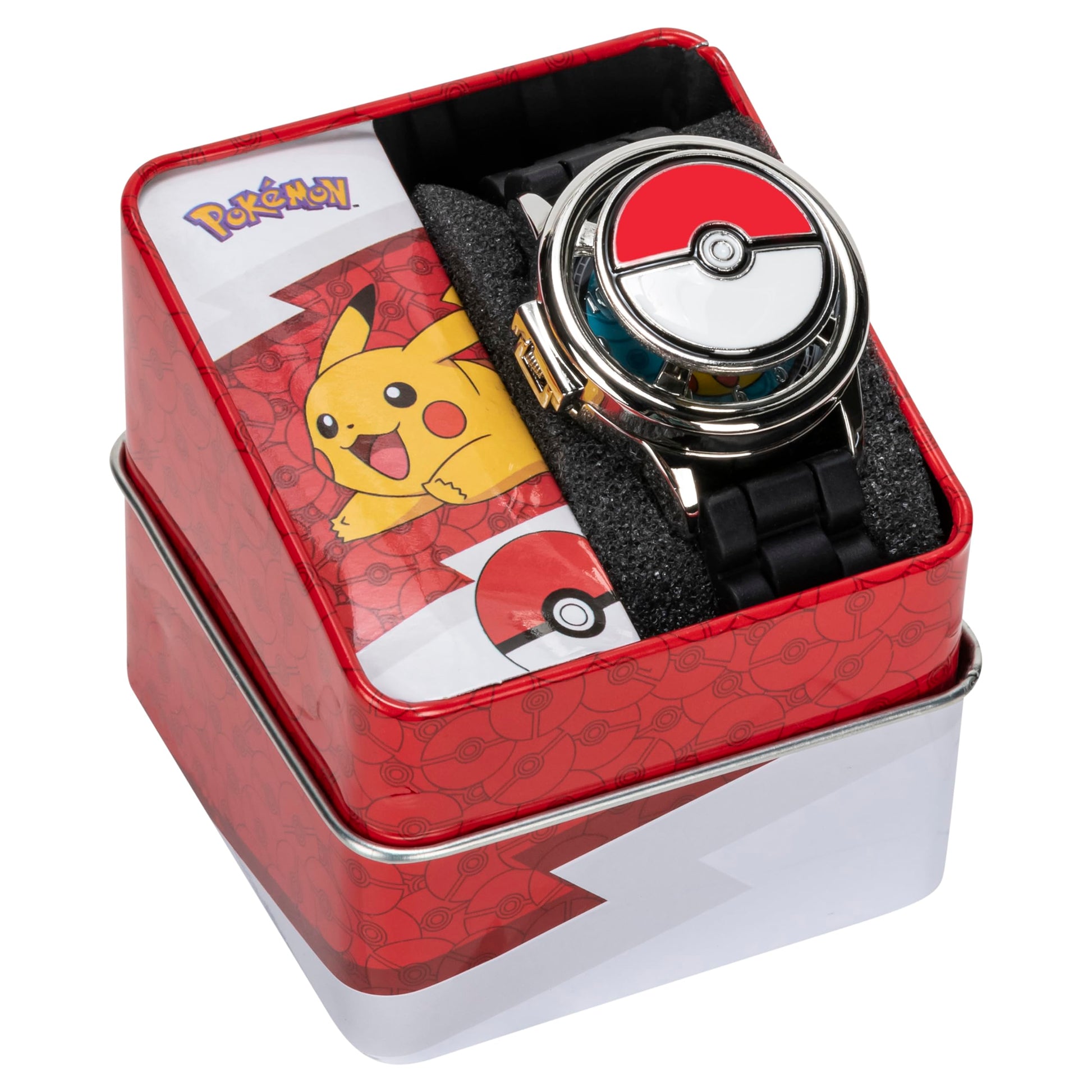 Pokémon Spinner Top Analog Watch for Kids – Features Iconic Poké Ball Spinner, Silver Metal Case, Comfortable Silicone Strap, and Pikachu Dial Art, Perfect for Pokémon Fans and Collectors - 6