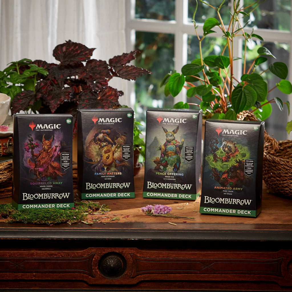 Magic: The Gathering Bloomburrow Commander Deck Bundle - Includes All 4 Decks (Animated Army, Family Matters, Peace Offering, and Squirreled Away) - 6