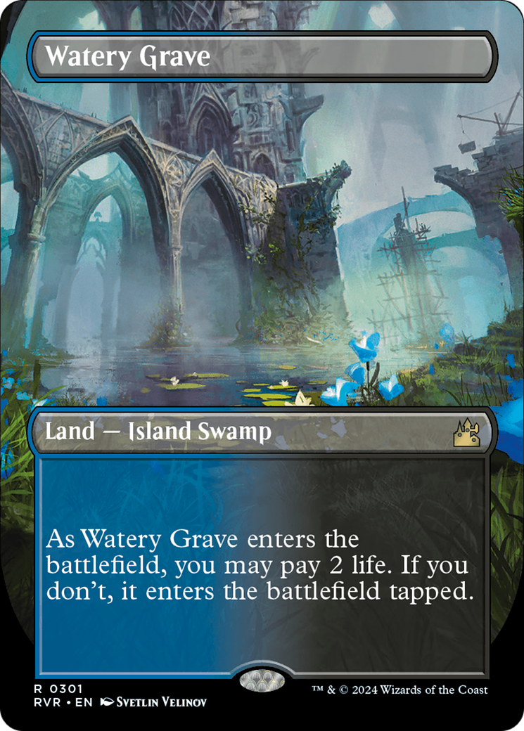 FOIL Watery Grave (Borderless) (RVR-301) - Ravnica Remastered - Magic The Gathering - Single Cards