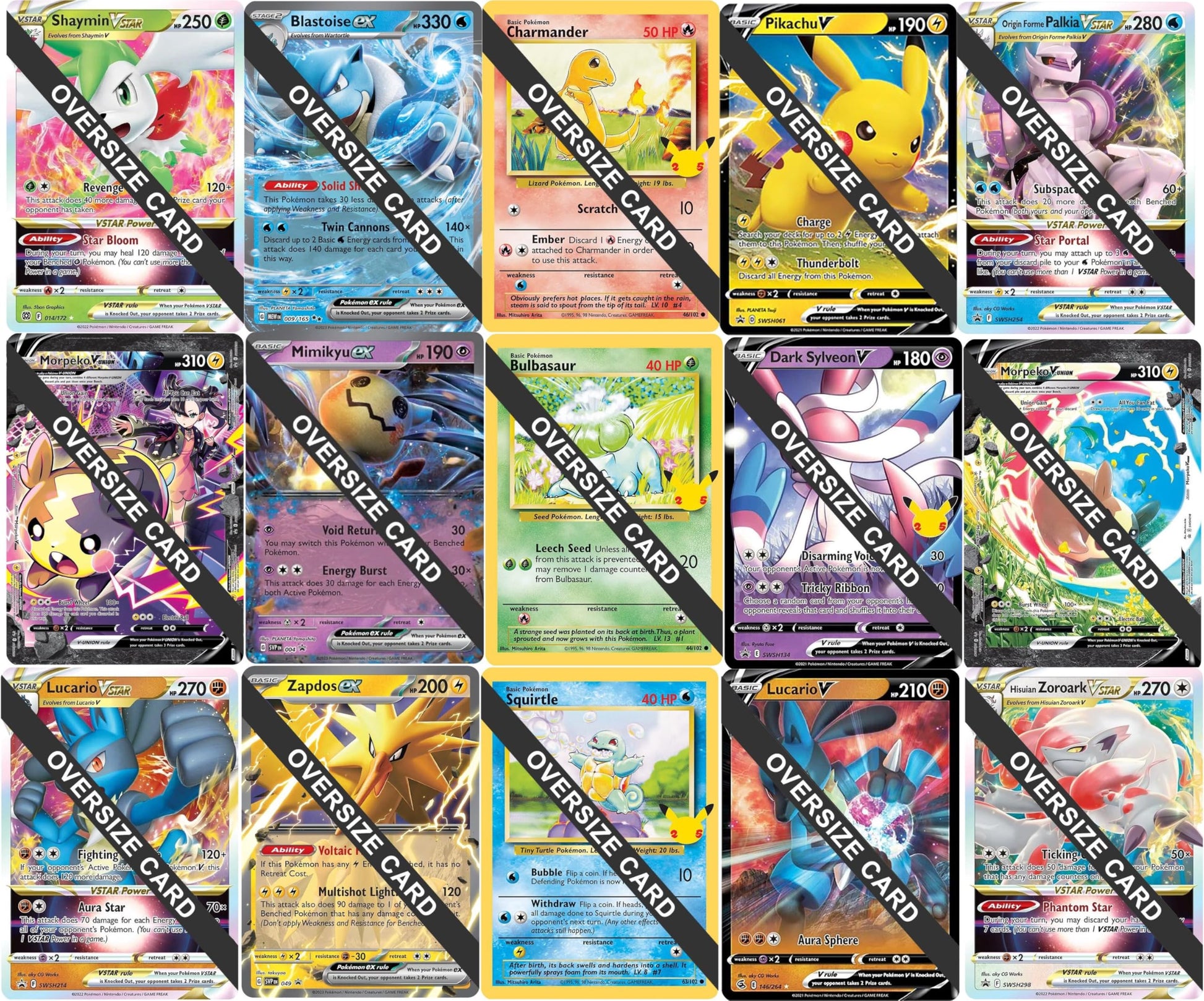 Pokemon - 5 Jumbo Oversize Cards - Random Assortment - No Duplicates - Starters, V, EX, VSTAR, V-Union, Mega, ETC.