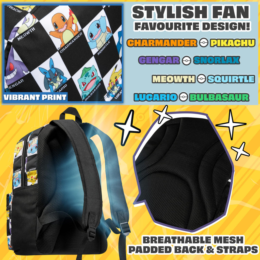 Pokemon Backpack for Kids Teens Pikachu Anime School Bag Daypack Backpacks for Daycare Sports School Supplies Gifts for Kids (Black/White) - 4
