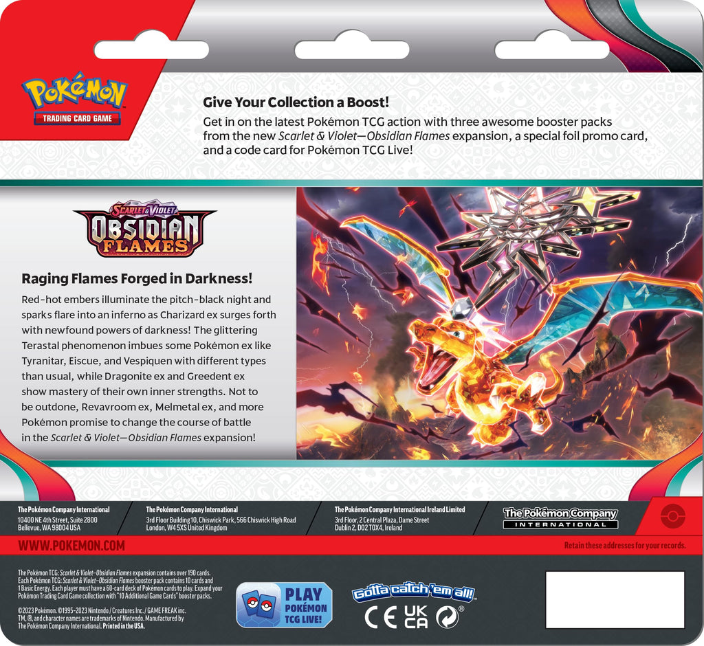 Pokemon TCG: Scarlet & Violet: SV03 Obsidian Flames: 3 Pack Booster Blister - Houndstone - 2