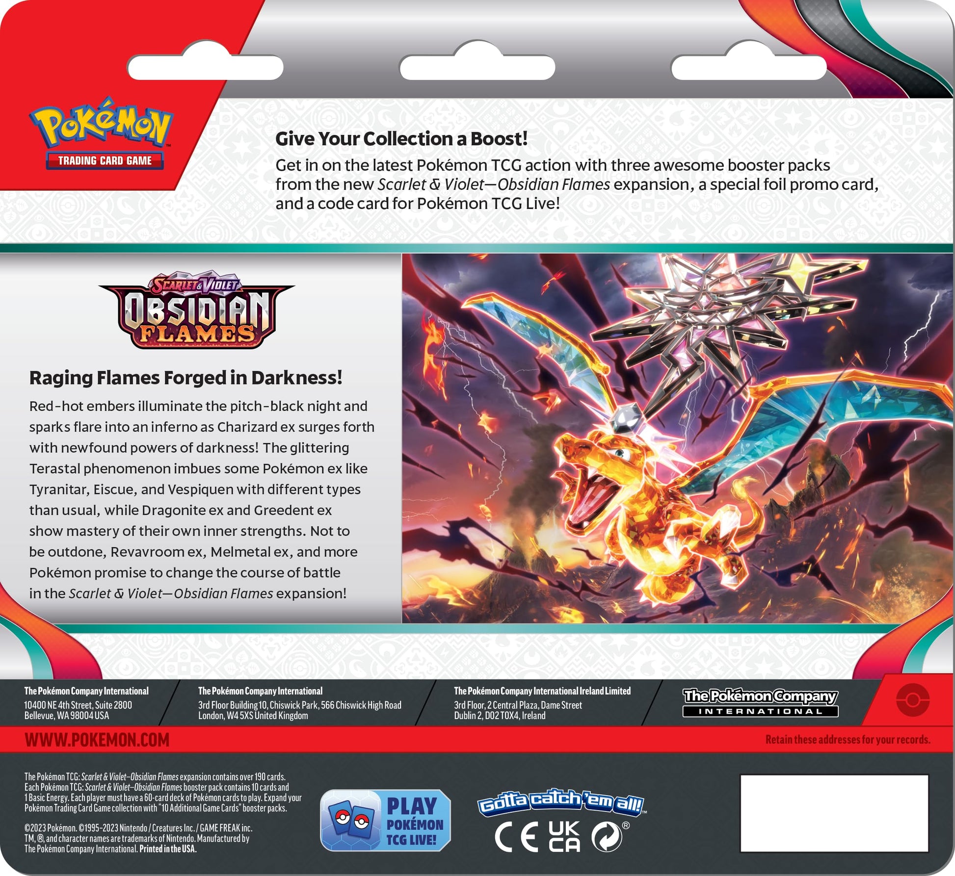 Pokemon TCG: Scarlet & Violet: SV03 Obsidian Flames: 3 Pack Booster Blister - Houndstone - 2