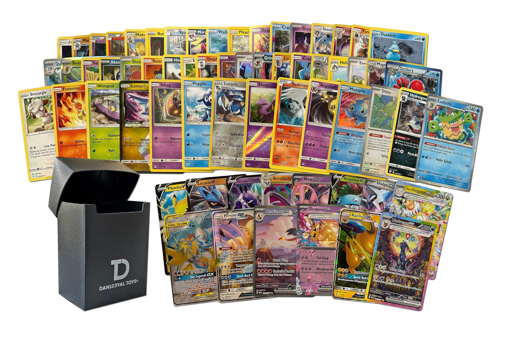Pokémon Compatible 100 Card Lot with 3 Legendary Ultra Rare Cards Bundle- with Dan123yal Deck Box Included