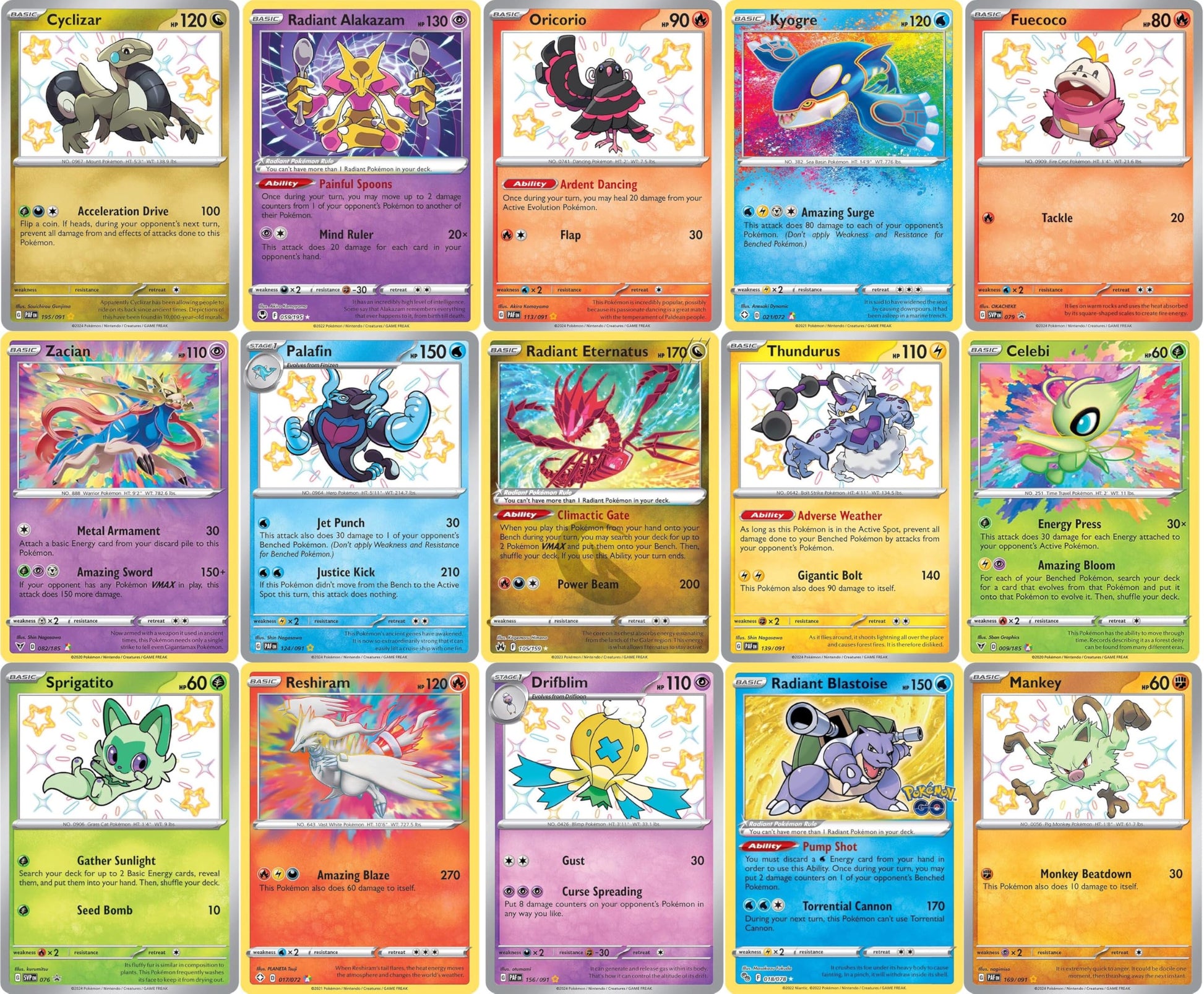 5 Pokemon Card - Shiny Rare/Radiant Rare/Amazing Rare Lot - 5 Assorted Cards - No Duplicates