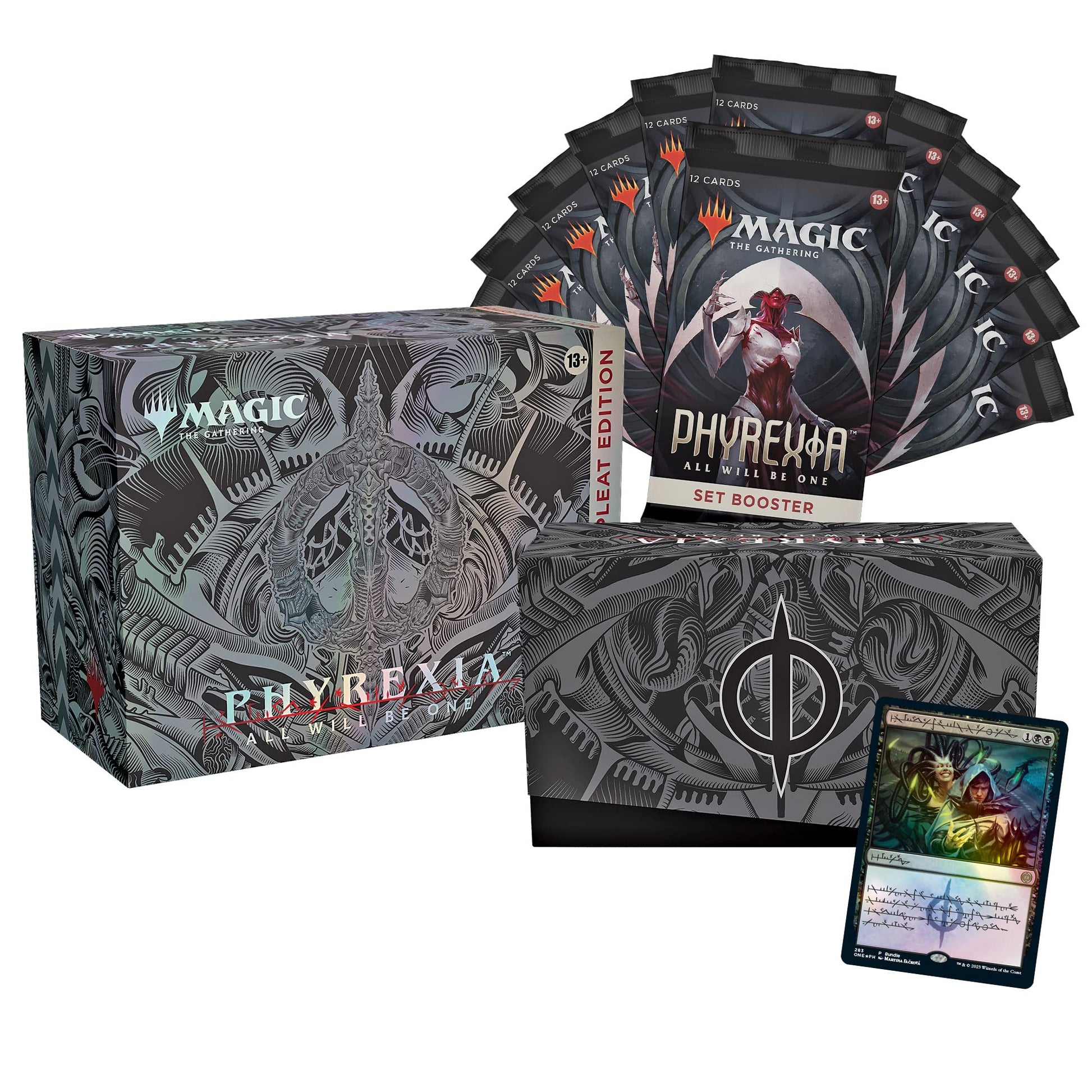 Magic Phyrexia: All Will Be One Bundle: Compleat Edition 1 Compleat Edition Booster, 12 Set Boosters, and Exclusive Accessories, Multicolor, D20100000