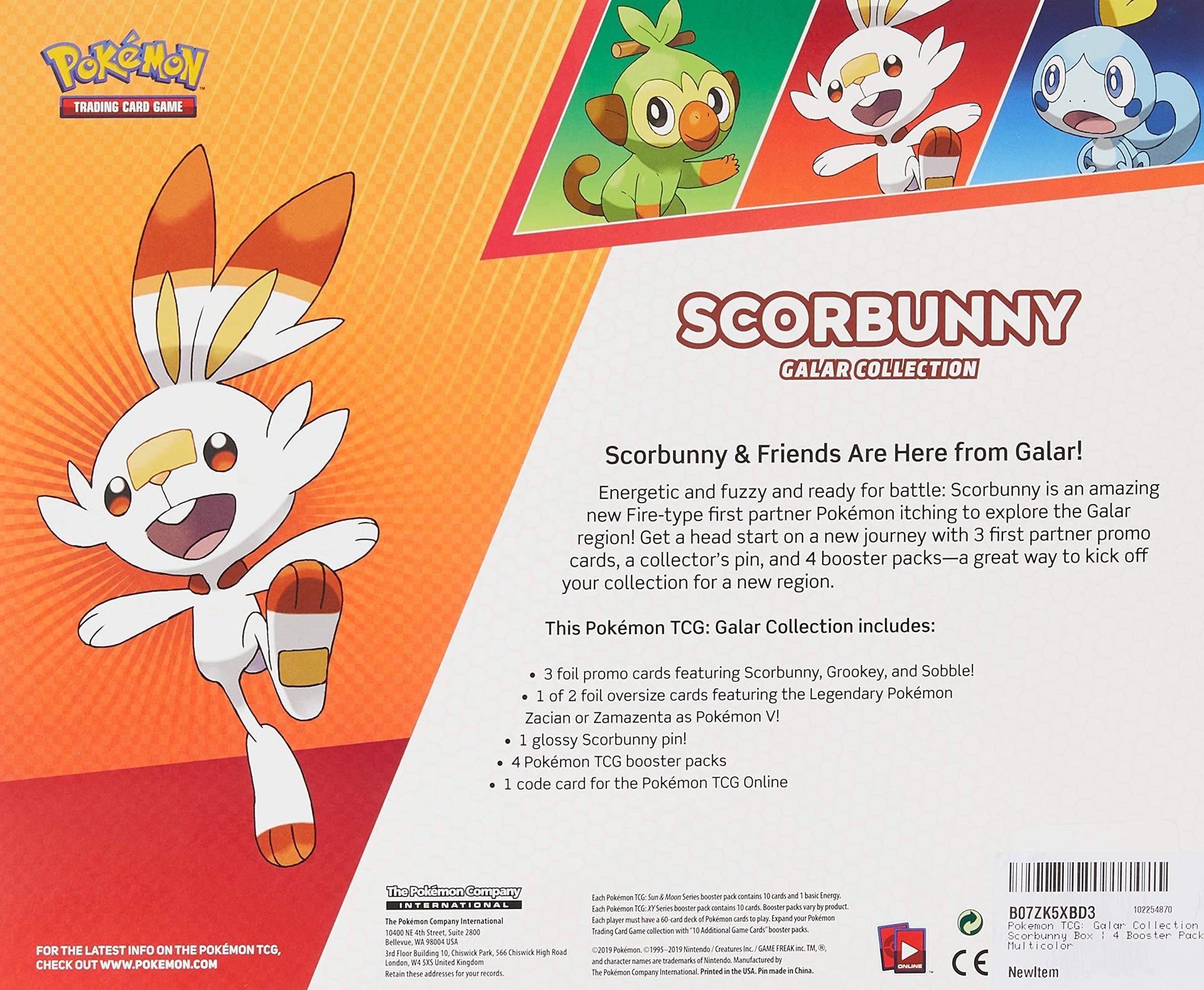 Pokemon TCG: Galar Collection Scorbunny Box | 4 Booster Pack, Multicolor - 2