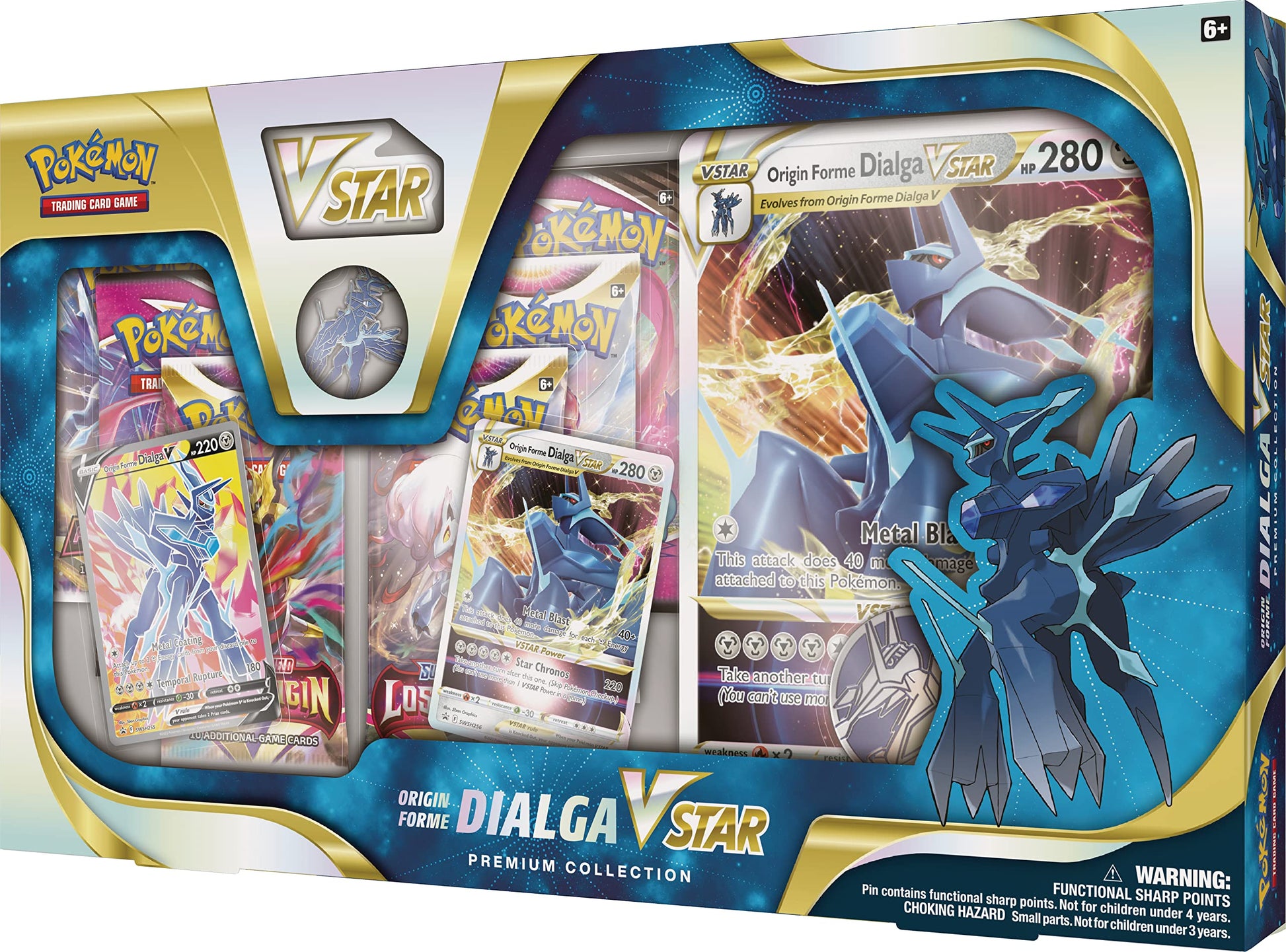 Pokémon TCG: Origin Forme Dialga VSTAR Premium Collection (2 Etched Foil Promo Cards, 1 Foil Oversize Card & 5 Booster Packs) - 3