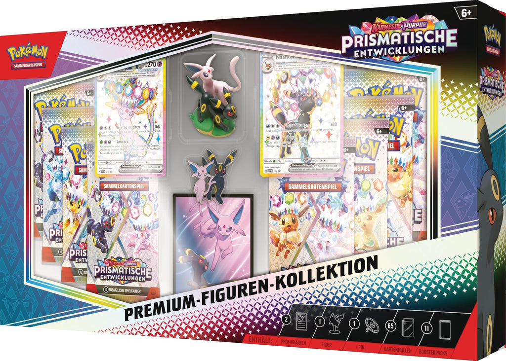 Pokémon Collectible Card Game: Karmesin & Purple Premium Figurines Collection - Prismatic Evolutions (2 Holographic Embossed Cards, 11 Boosters and More) - 6