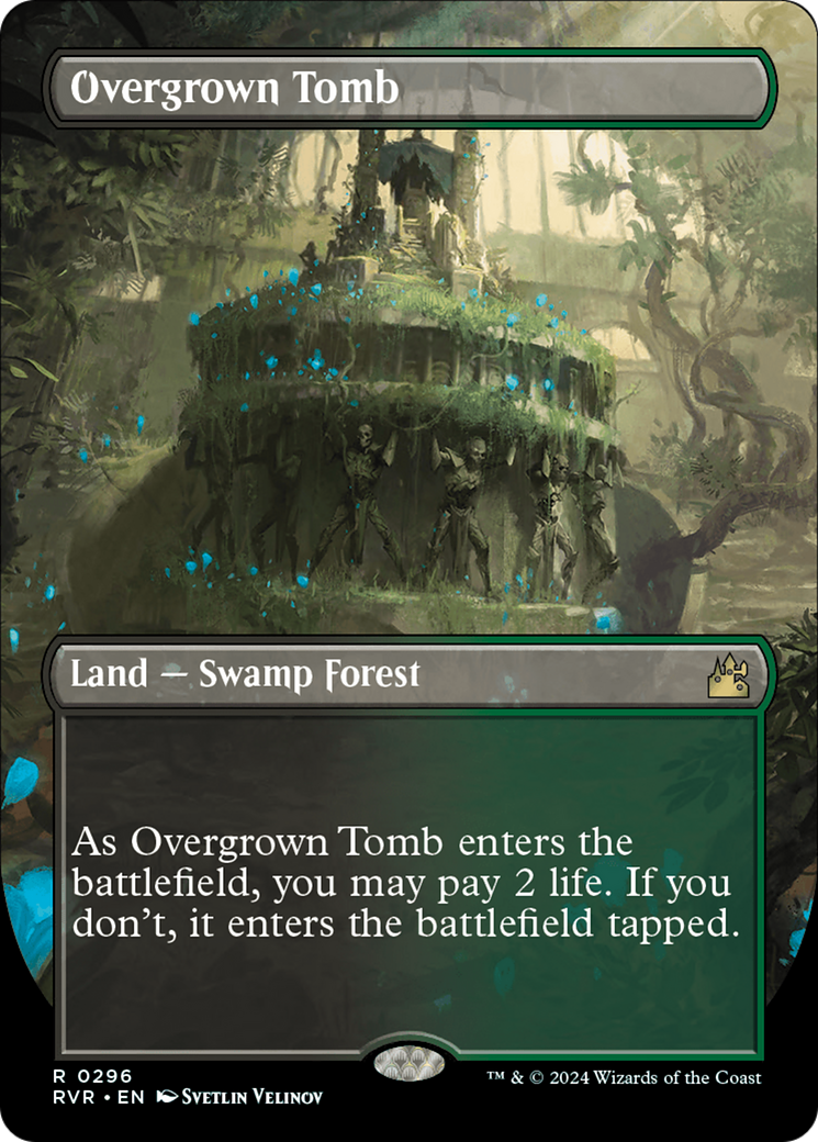 FOIL Overgrown Tomb (Borderless) (RVR-296) - Ravnica Remastered - Magic The Gathering - Single Cards