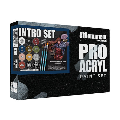 Monument Pro Acryl Intro Set - 12 Colors + 3 Synthetic Brushes - Paints