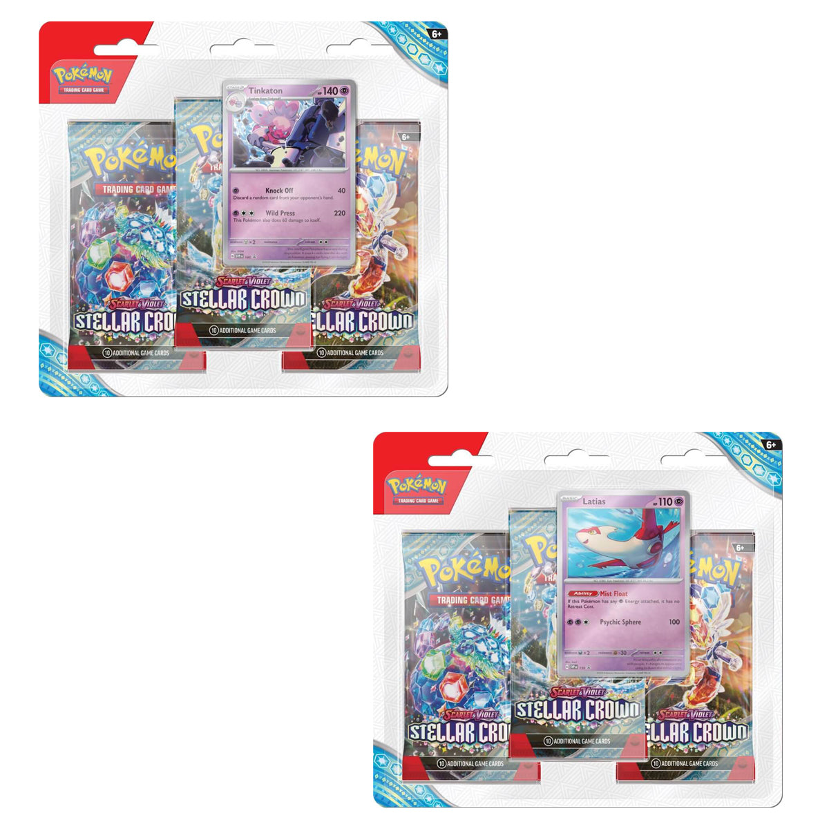 Scarlet & Violet Stellar Crown Three Booster Blisters (Pair) POKEMON TCG - Trading Card Games