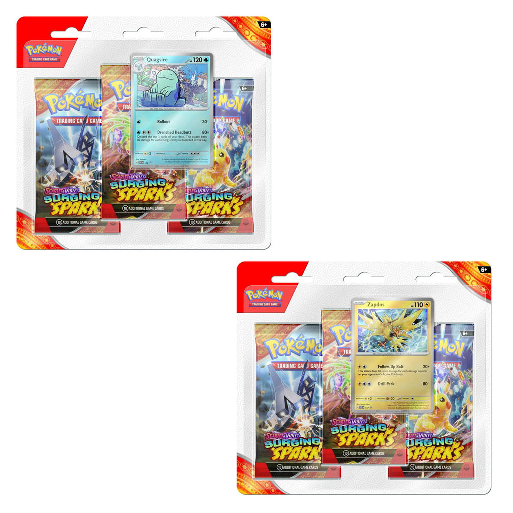 POKEMON TCG Scarlet & Violet Surging Sparks Three Booster Blisters (Pair) - Trading Card Games